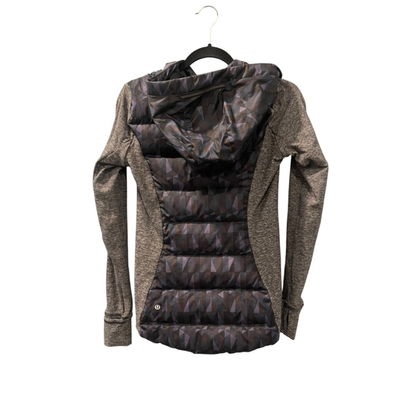 Lululemon Goose Down Hooded Geometric Purple Pullover Jacket Size 4 Casual Gray - Picture 6 of 7